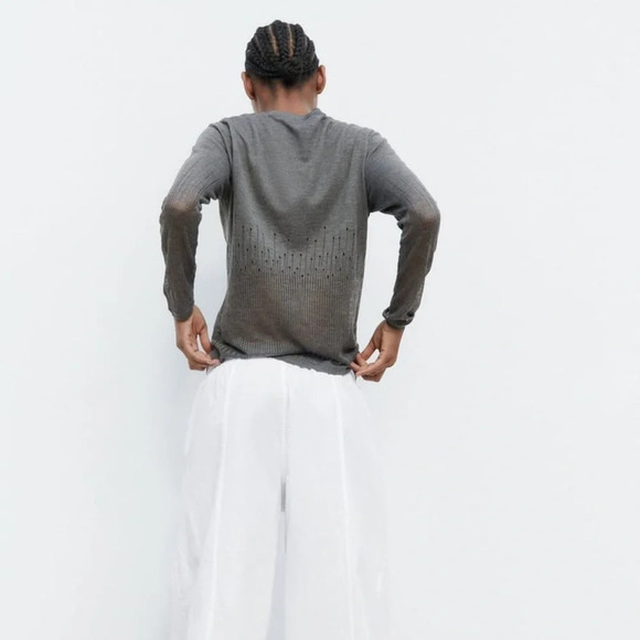 Zara KNIT SWEATER WITH RIPS - Picture 5 of 8